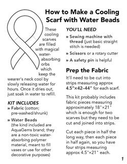 How to Make a Cooling Scarf with Water Beads KIT instruction booklet, page 1